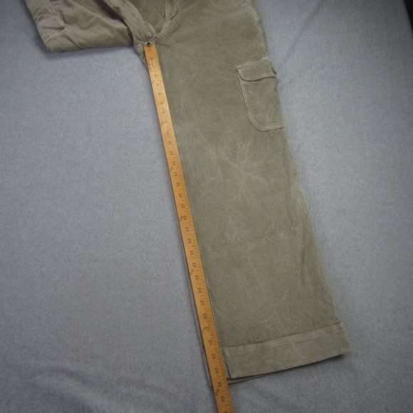 American Pants Women 8 Olive Green Super High Rise Baggy Wide Leg Corduroy Cargo - Picture 9 of 15